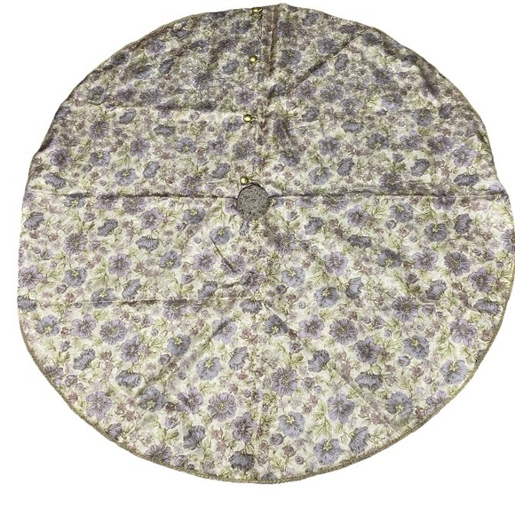 Martha Stewart Other - Martha Stewart Christmas tree skirt large floral satin gold purple details
